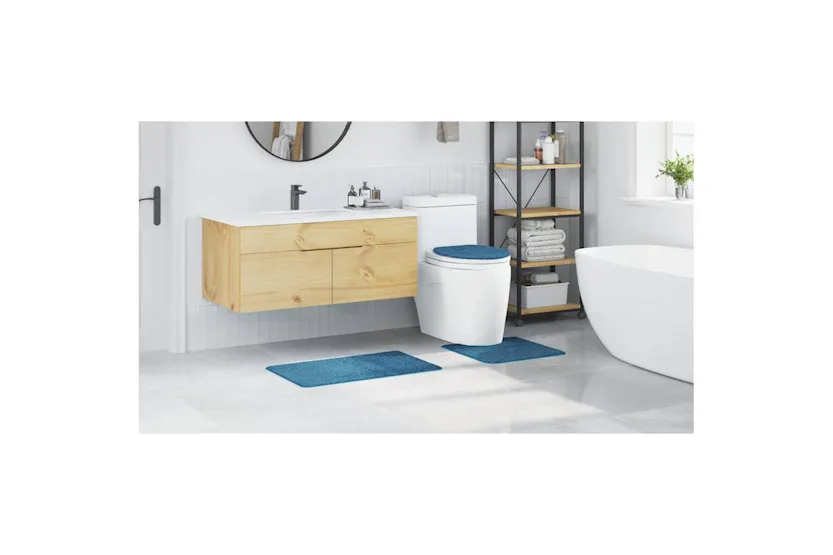 Anti-slip Bath Mat Set 3 Pcs Blue Pp Anti-slip Bath Mat Set 3 Pcs Blue Pp