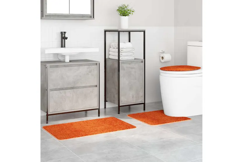 Anti-slip Bath Mat Set 3 Pcs Orange Pp Anti-slip Bath Mat Set 3 Pcs Orange Pp
