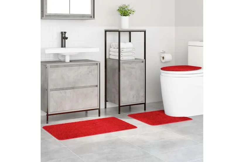 Anti-slip Bath Mat Set 3 Pcs Red Pp Anti-slip Bath Mat Set 3 Pcs Red Pp