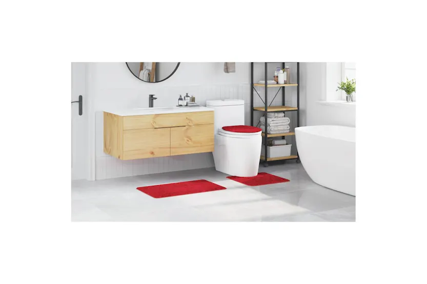 Anti-slip Bath Mat Set 3 Pcs Red Pp Anti-slip Bath Mat Set 3 Pcs Red Pp