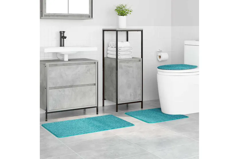 Anti-slip Bath Mat Set 3 Pcs Turquoise Pp Anti-slip Bath Mat Set 3 Pcs Turquoise Pp