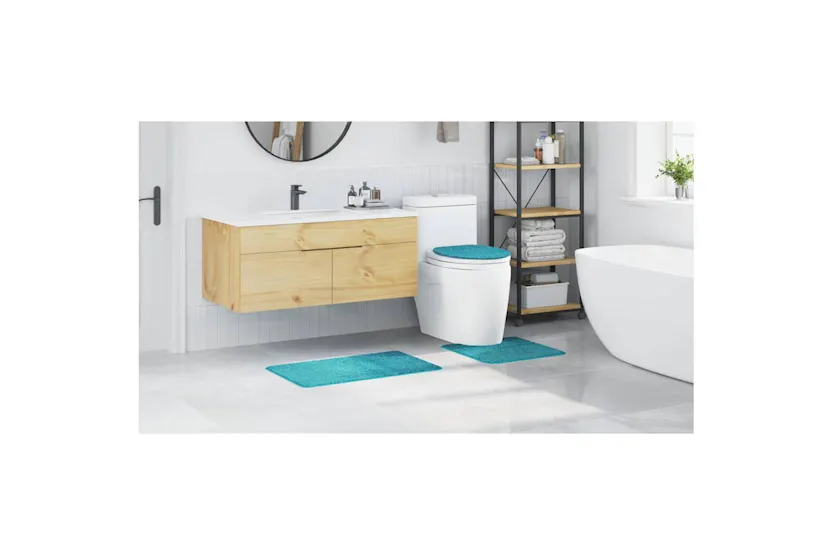 Anti-slip Bath Mat Set 3 Pcs Turquoise Pp Anti-slip Bath Mat Set 3 Pcs Turquoise Pp
