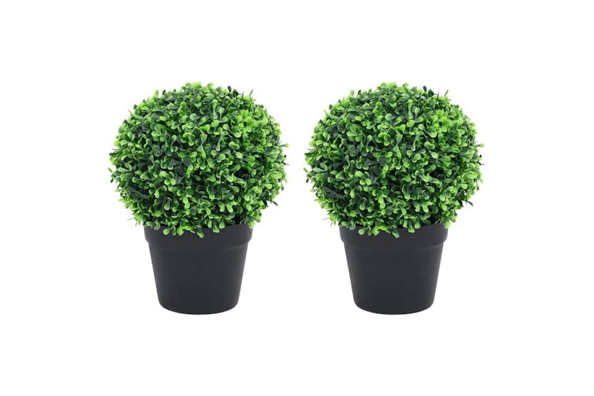 Artificial Boxwood Plants 2 Pcs With Pots Ball Shaped Green 32 Cm Artificial Boxwood Plants 2 Pcs With Pots Ball Shaped Green 32 Cm