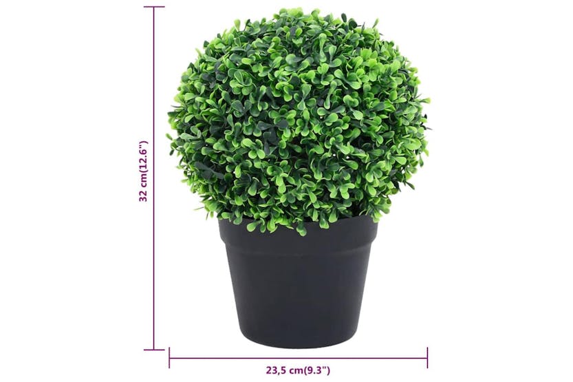 Artificial Boxwood Plants 2 Pcs With Pots Ball Shaped Green 32 Cm Artificial Boxwood Plants 2 Pcs With Pots Ball Shaped Green 32 Cm