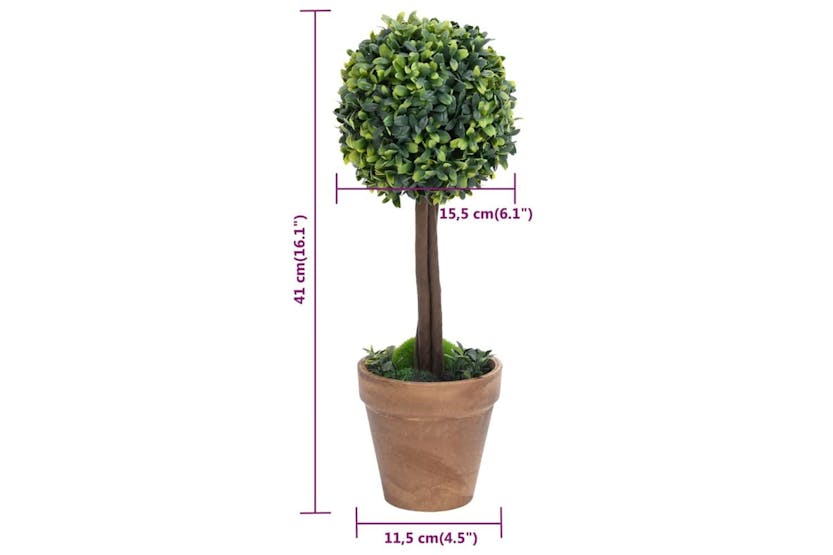 Artificial Boxwood Plants 2 Pcs With Pots Ball Shaped Green 41 Cm Artificial Boxwood Plants 2 Pcs With Pots Ball Shaped Green 41 Cm