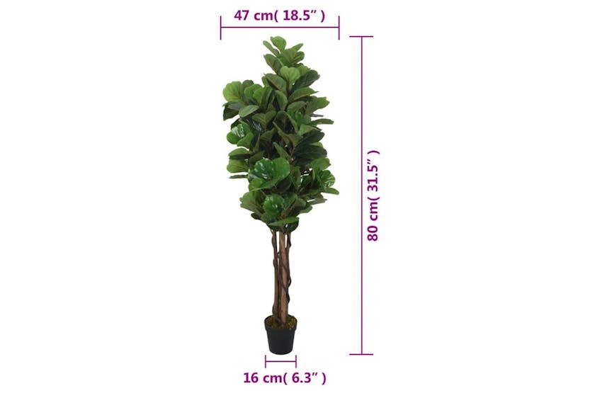 Artificial Fiddle Leaf Fig Tree 96 Leaves 80 Cm Green Artificial Fiddle Leaf Fig Tree 96 Leaves 80 Cm Green