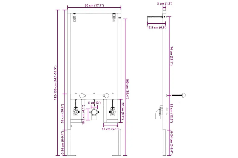 Bathroom Wall Support Manual Blue 50 X 175 X 136 Cm Steel Bathroom Wall Support Manual Blue 50 X 175 X 136 Cm Steel