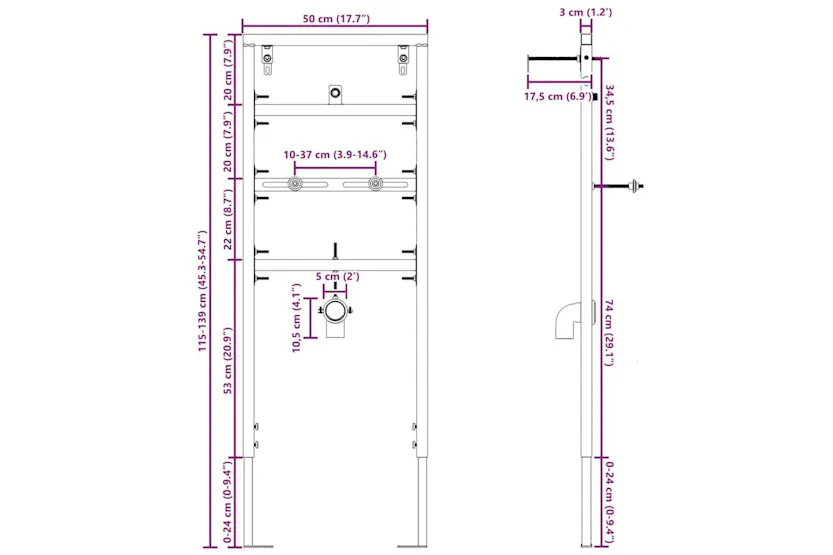 Bathroom Wall Support Manual Blue 50 X 175 X 136 Cm Steel Bathroom Wall Support Manual Blue 50 X 175 X 136 Cm Steel