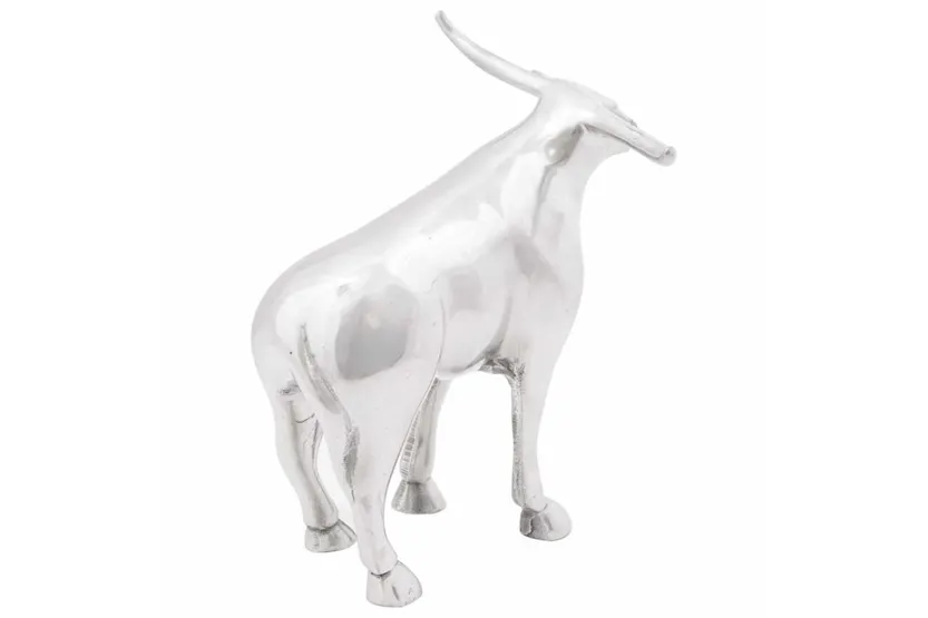 Bull Sculpture Silver 20 X 17 X 23 Cm Aluminium Bull Sculpture Silver 20 X 17 X 23 Cm Aluminium
