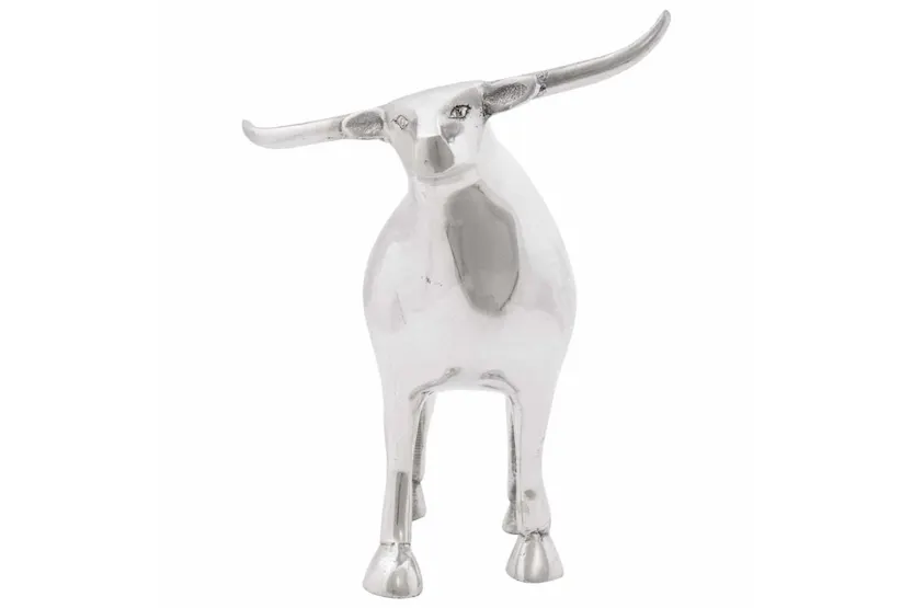 Bull Sculpture Silver 20 X 17 X 23 Cm Aluminium Bull Sculpture Silver 20 X 17 X 23 Cm Aluminium