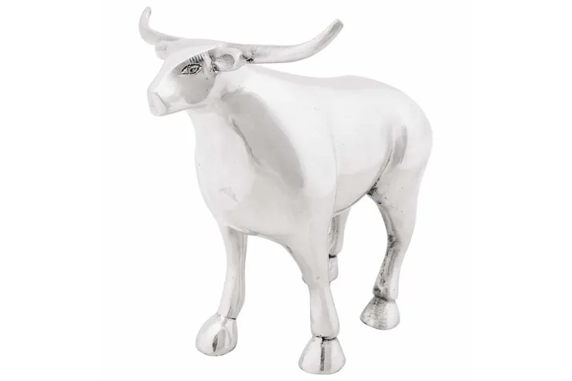 Bull Sculpture Silver 20 X 17 X 23 Cm Aluminium Bull Sculpture Silver 20 X 17 X 23 Cm Aluminium