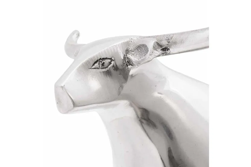 Bull Sculpture Silver 20 X 17 X 23 Cm Aluminium Bull Sculpture Silver 20 X 17 X 23 Cm Aluminium