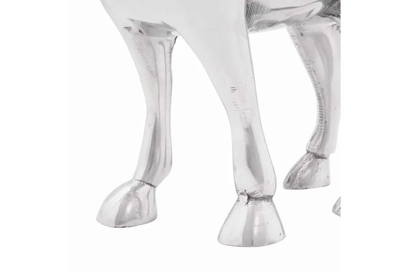 Bull Sculpture Silver 20 X 17 X 23 Cm Aluminium Bull Sculpture Silver 20 X 17 X 23 Cm Aluminium