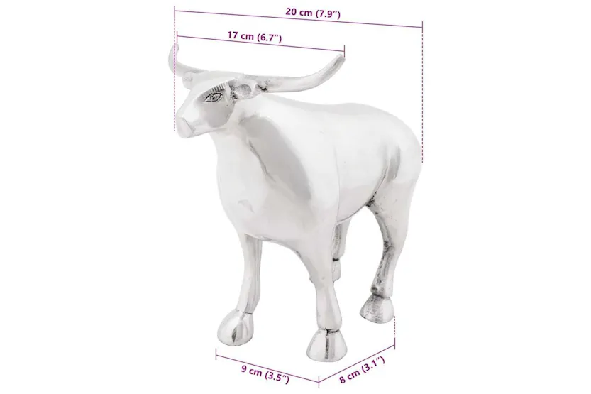 Bull Sculpture Silver 20 X 17 X 23 Cm Aluminium Bull Sculpture Silver 20 X 17 X 23 Cm Aluminium