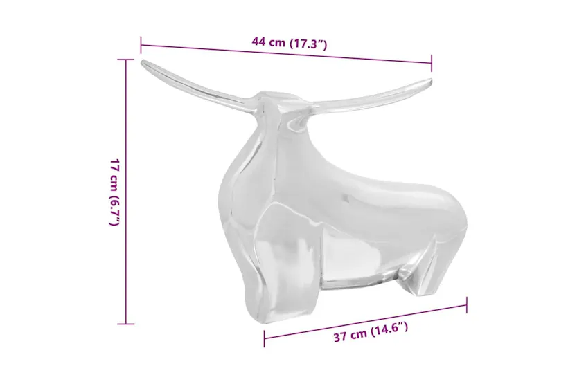 Bull Sculpture Silver 37 X 44 X 17 Cm Aluminium Bull Sculpture Silver 37 X 44 X 17 Cm Aluminium