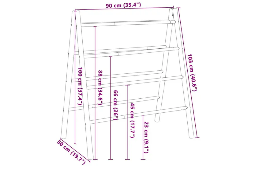 Double Towel Ladder With 4 Rungs 90x50x100 Cm Bamboo Double Towel Ladder With 4 Rungs 90x50x100 Cm Bamboo