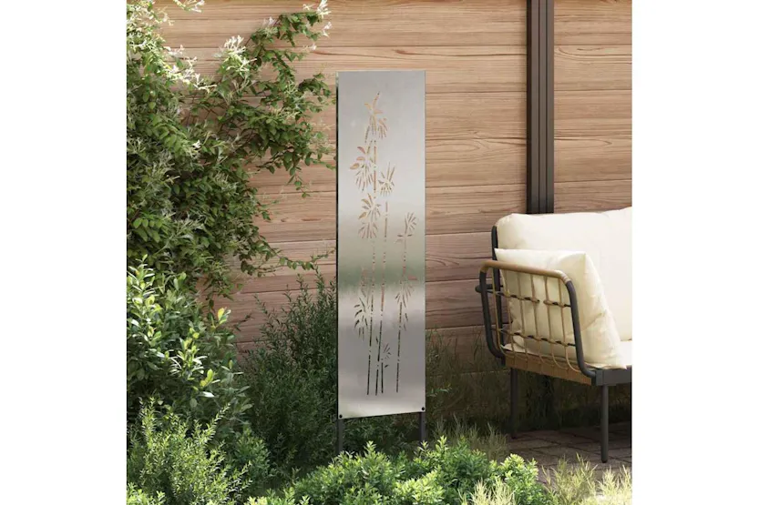 Garden Privacy Screen Floral Silver 32 X140cm Stainless Steel Garden Privacy Screen Floral Silver 32 X140cm Stainless Steel