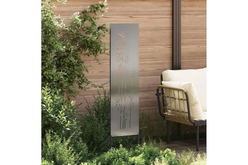 Garden Privacy Screen Silver 32 X140cm Galvanised Steel Garden Privacy Screen Silver 32 X140cm Galvanised Steel