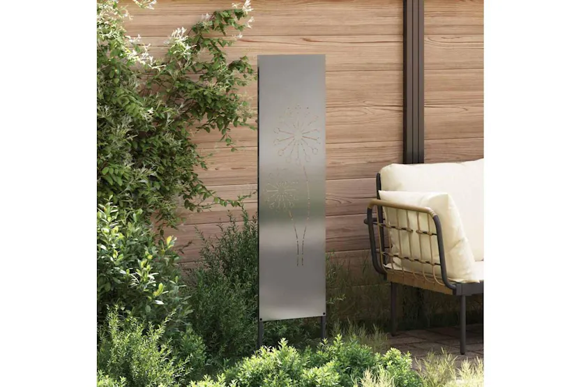 Garden Privacy Screen Silver 32 X140cm Galvanised Steel Garden Privacy Screen Silver 32 X140cm Galvanised Steel