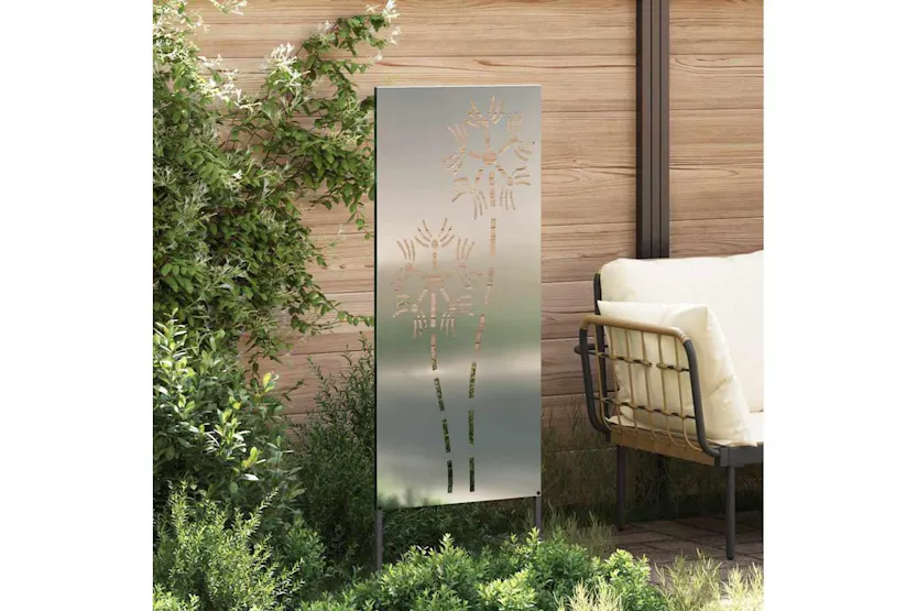 Garden Privacy Screen Silver 50 X140cm Galvanised Steel Garden Privacy Screen Silver 50 X140cm Galvanised Steel