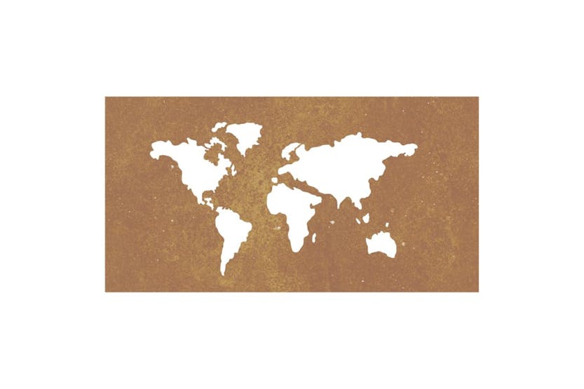 Garden Wall Decoration 105x55 Cm Corten Steel World Map Design Garden Wall Decoration 105x55 Cm Corten Steel World Map Design