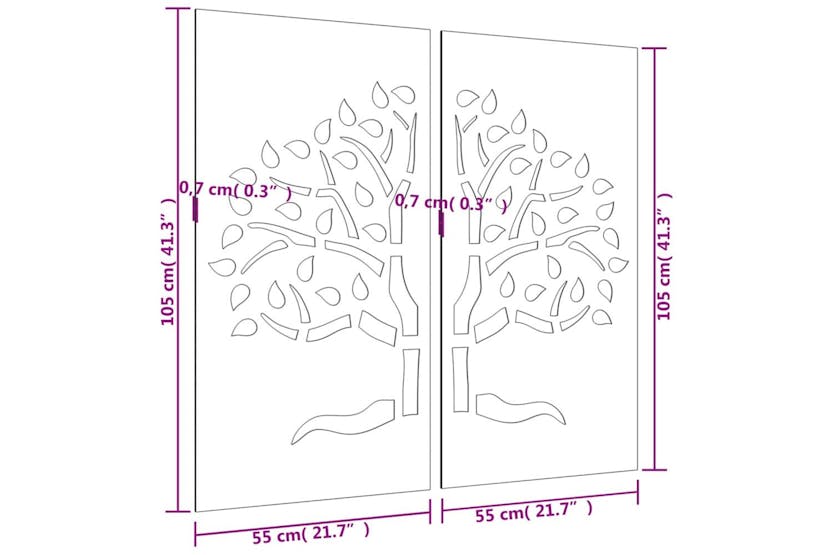 Garden Wall Decorations 2 Pcs 105x55 Cm Corten Steel Tree Design Garden Wall Decorations 2 Pcs 105x55 Cm Corten Steel Tree Design