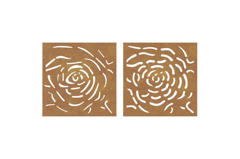 Garden Wall Decorations 2 Pcs 55x55 Cm Corten Steel Rose Design Garden Wall Decorations 2 Pcs 55x55 Cm Corten Steel Rose Design