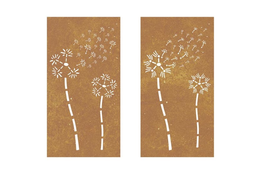 Garden Wall Decorations 2pcs 105x55cm Corten Steel Flower Design Garden Wall Decorations 2pcs 105x55cm Corten Steel Flower Design