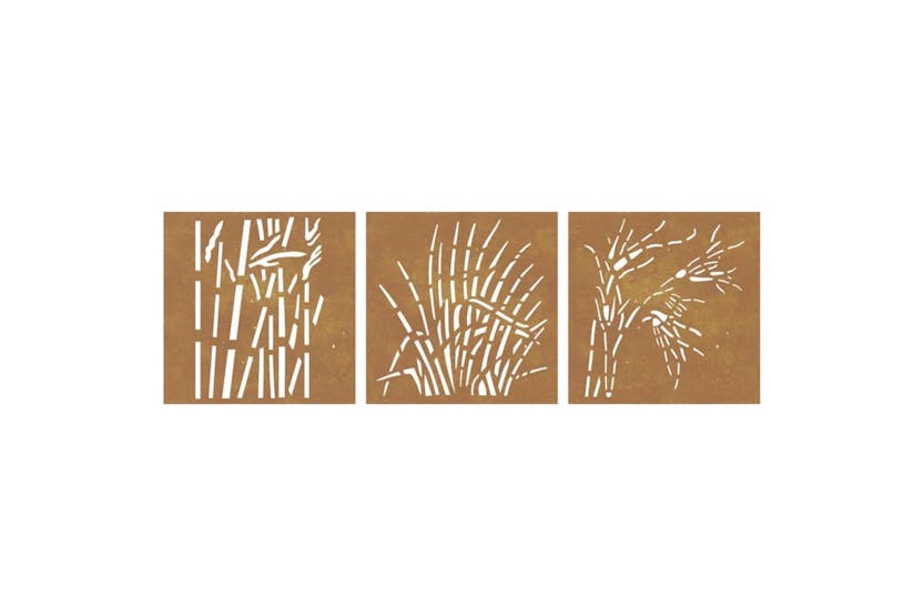 Garden Wall Decorations 3 Pcs 55x55 Cm Corten Steel Grass Design Garden Wall Decorations 3 Pcs 55x55 Cm Corten Steel Grass Design