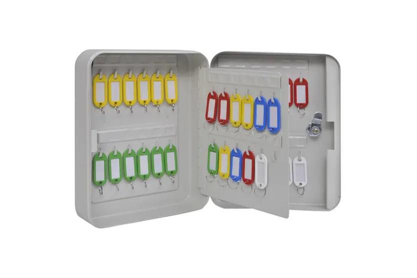Key Box With Lock White 20 X 75 X 25 Cm Steel Key Box With Lock White 20 X 75 X 25 Cm Steel