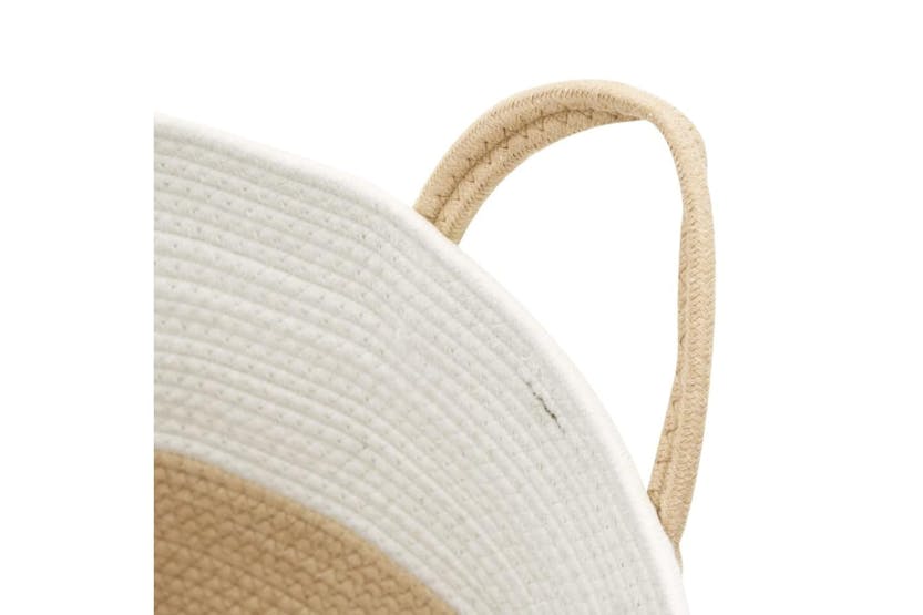 Storage Basket Beige And White 38x46 Cm Cotton Storage Basket Beige And White 38x46 Cm Cotton