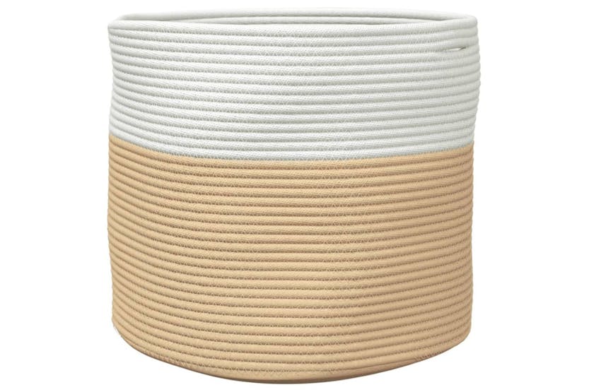 Storage Basket Beige And White 40x35 Cm Cotton Storage Basket Beige And White 40x35 Cm Cotton