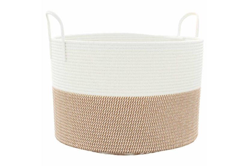 Storage Basket Brown And White 51x33 Cm Cotton Storage Basket Brown And White 51x33 Cm Cotton