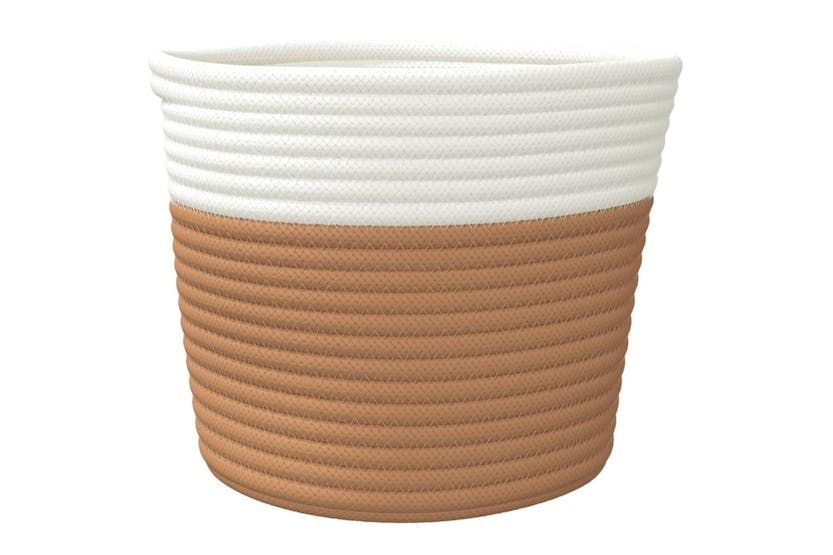 Storage Baskets 2 Pcs Brown And White 24x18 Cm Cotton Storage Baskets 2 Pcs Brown And White 24x18 Cm Cotton