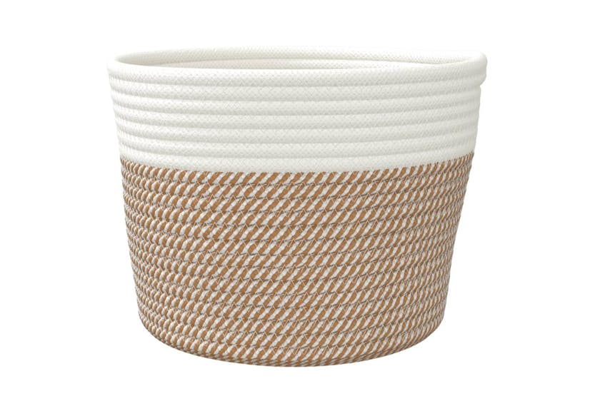 Storage Baskets 2 Pcs Brown And White 24x18 Cm Cotton Storage Baskets 2 Pcs Brown And White 24x18 Cm Cotton