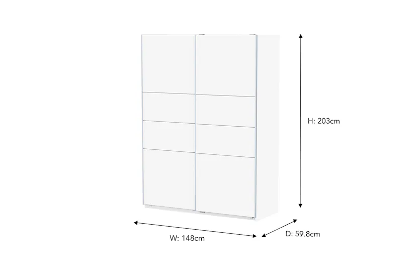 Fast Sliding Door Wardrobe | 2 Doors | White | 1.5m Fast Sliding Door Wardrobe | 2 Doors | White | 1.5m