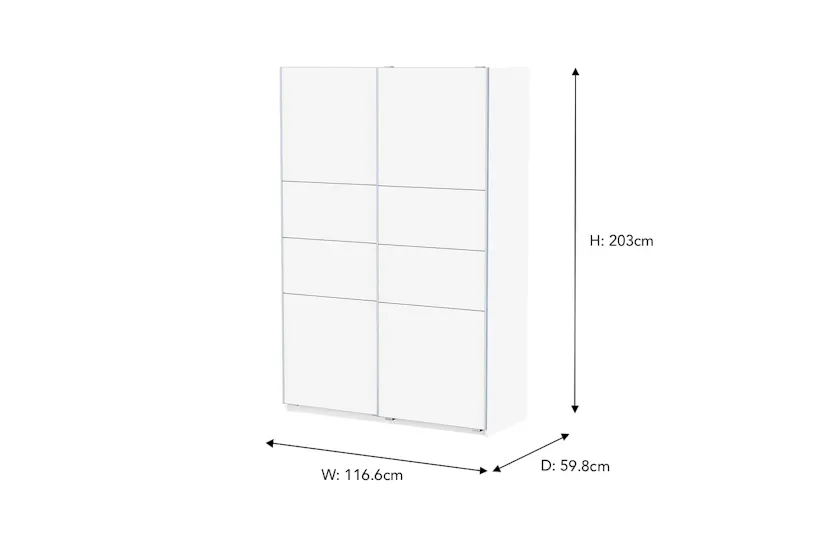 Fast Sliding Door Wardrobe | 2 Doors | White | 1.2m Fast Sliding Door Wardrobe | 2 Doors | White | 1.2m