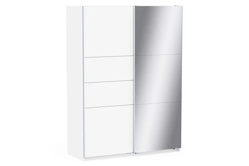 Fast Sliding Door Wardrobe with Mirror | 2 Doors | White | 1.5 m Fast Sliding Door Wardrobe with Mirror | 2 Doors | White | 1.5 m