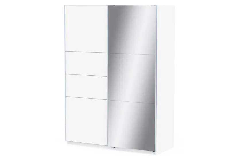 Fast Sliding Door Wardrobe with Mirror | 2 Doors | White | 1.5 m Fast Sliding Door Wardrobe with Mirror | 2 Doors | White | 1.5 m