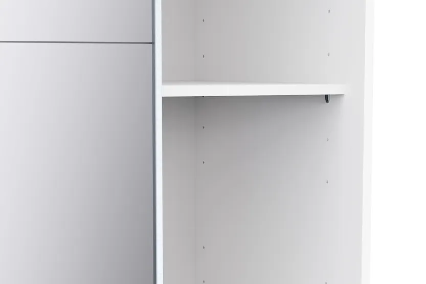 Fast Sliding Door Wardrobe with Mirror | 2 Doors | White | 1.5 m Fast Sliding Door Wardrobe with Mirror | 2 Doors | White | 1.5 m