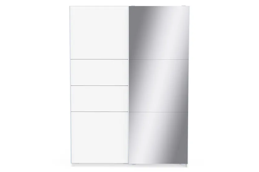 Fast Sliding Door Wardrobe with Mirror | 2 Doors | White | 1.5 m Fast Sliding Door Wardrobe with Mirror | 2 Doors | White | 1.5 m