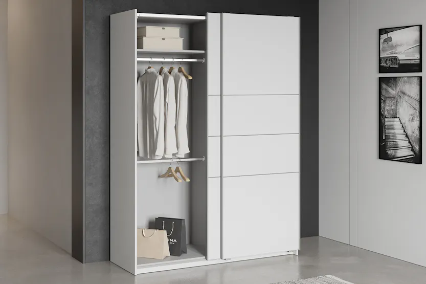 Fast Sliding Door Wardrobe | 2 Doors | White | 1.5m Fast Sliding Door Wardrobe | 2 Doors | White | 1.5m