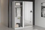 Fast Sliding Door Wardrobe with Mirror | 2 Doors | White | 1.5 m Fast Sliding Door Wardrobe with Mirror | 2 Doors | White | 1.5 m