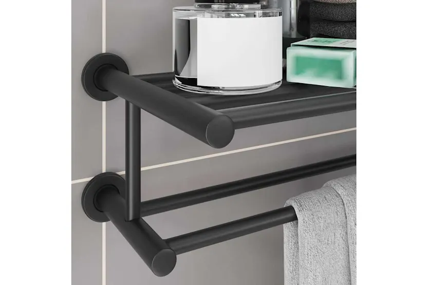 Towel Rack Black 61 X 23 X 17 Cm Stainless Steel Towel Rack Black 61 X 23 X 17 Cm Stainless Steel