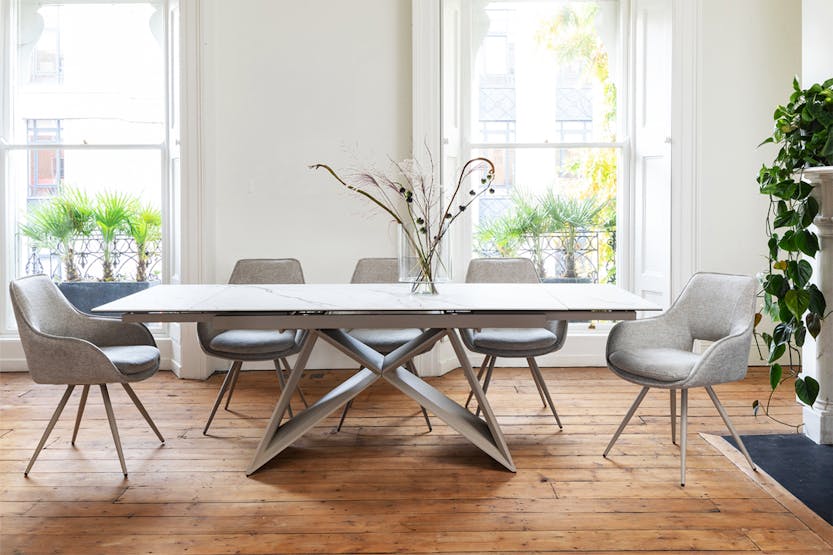 Milano Extending Dining Table | White/Beige Milano Extending Dining Table | White/Beige