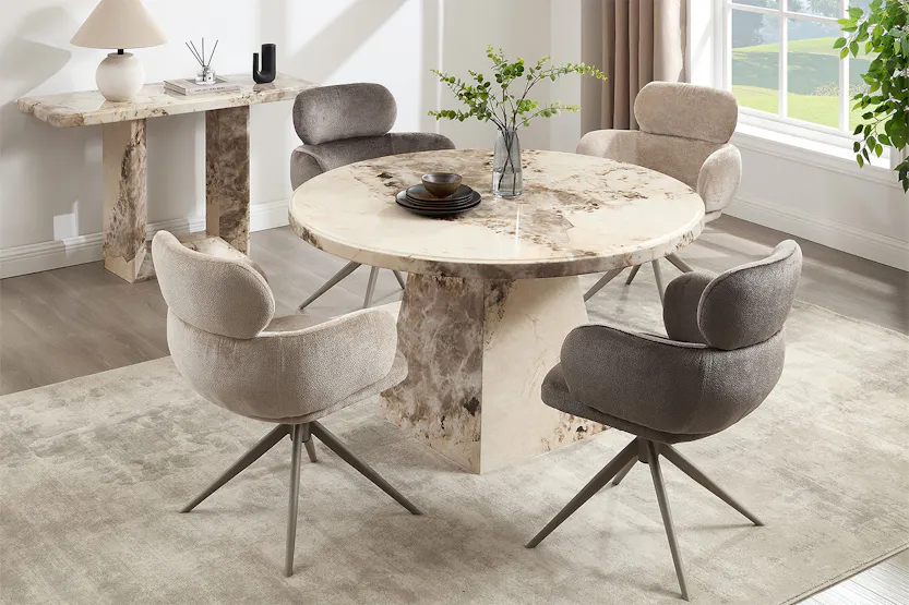 Canova Round Dining Table | Mottled Mocha Canova Round Dining Table | Mottled Mocha