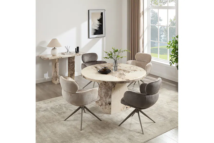 Canova Round Dining Table | Mottled Mocha Canova Round Dining Table | Mottled Mocha