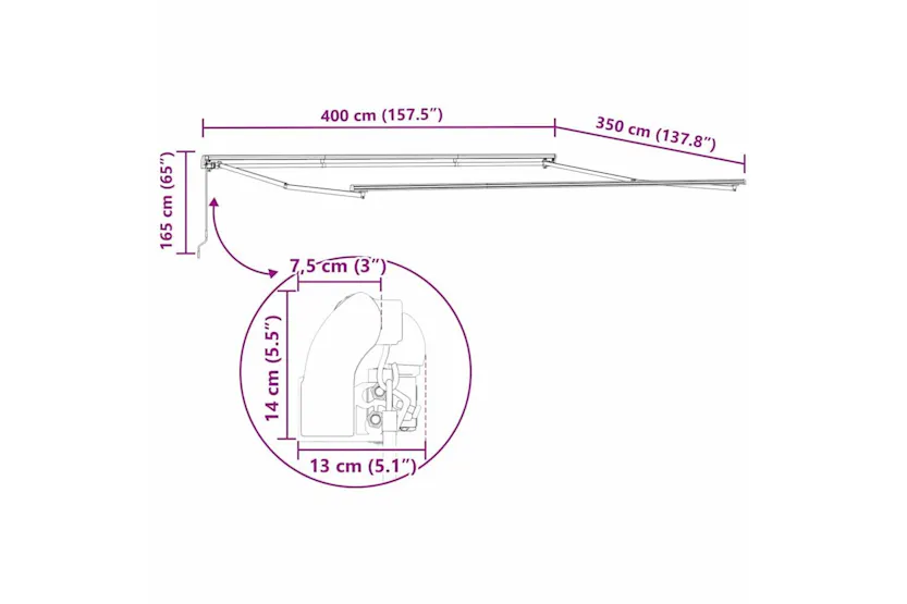 Vidaxl Awning Manual White 4 X 35 M Metal Vidaxl Awning Manual White 4 X 35 M Metal