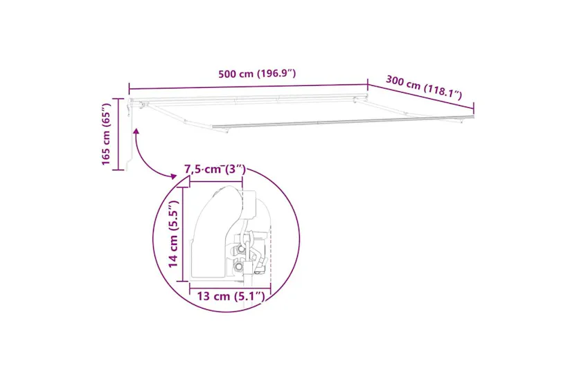 Vidaxl Awning Manual White 5 X 3 M Metal Vidaxl Awning Manual White 5 X 3 M Metal