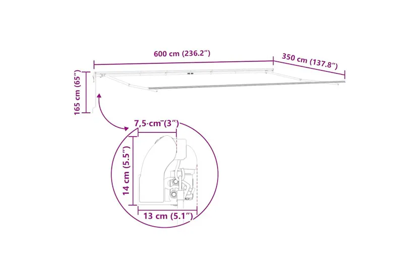 Vidaxl Awning Manual White 6 X 35 M Metal Vidaxl Awning Manual White 6 X 35 M Metal